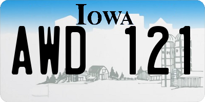 IA license plate AWD121