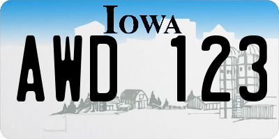 IA license plate AWD123