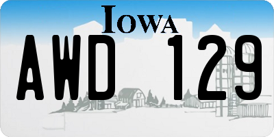 IA license plate AWD129