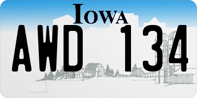 IA license plate AWD134