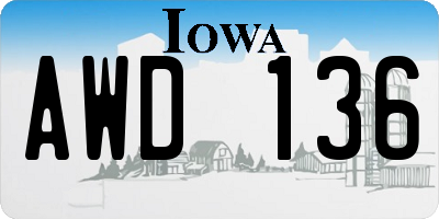 IA license plate AWD136