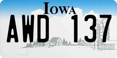 IA license plate AWD137