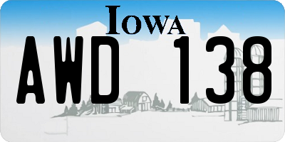 IA license plate AWD138