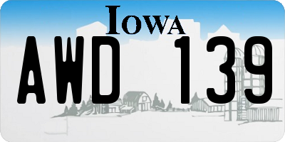 IA license plate AWD139