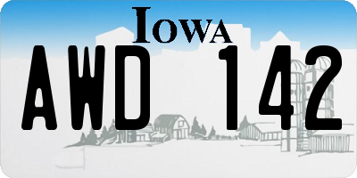IA license plate AWD142