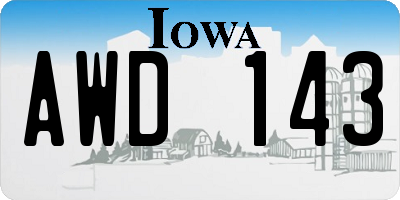 IA license plate AWD143