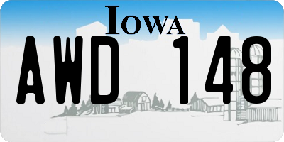 IA license plate AWD148