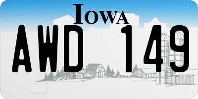 IA license plate AWD149
