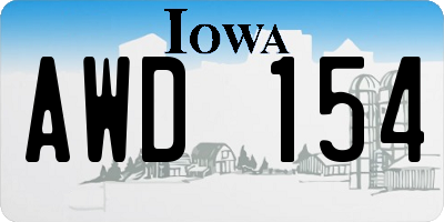 IA license plate AWD154