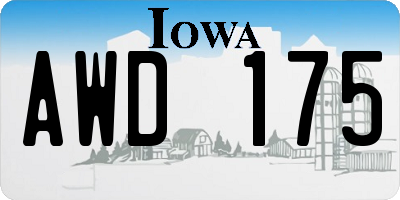 IA license plate AWD175