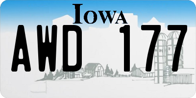 IA license plate AWD177
