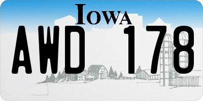 IA license plate AWD178