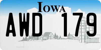 IA license plate AWD179