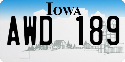 IA license plate AWD189