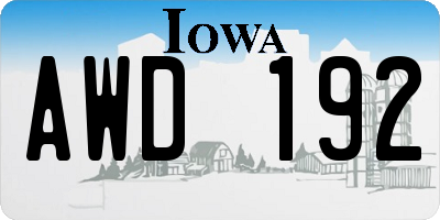 IA license plate AWD192
