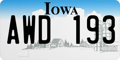 IA license plate AWD193