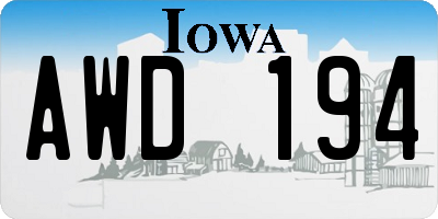 IA license plate AWD194