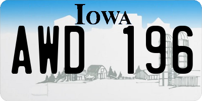 IA license plate AWD196