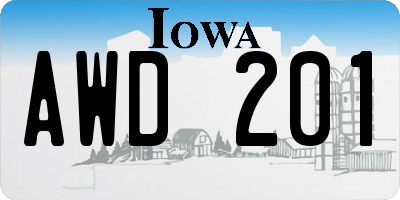 IA license plate AWD201
