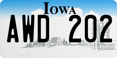 IA license plate AWD202