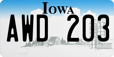 IA license plate AWD203