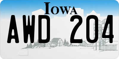 IA license plate AWD204