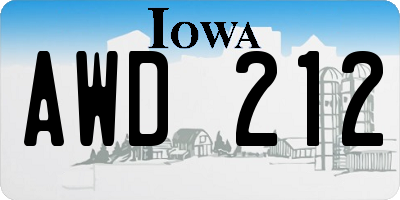 IA license plate AWD212