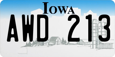 IA license plate AWD213