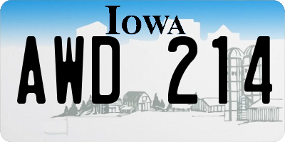IA license plate AWD214