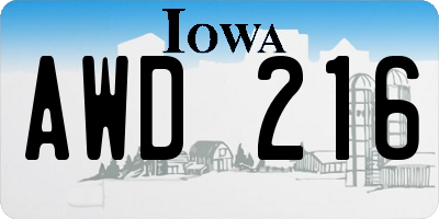 IA license plate AWD216