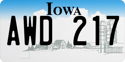 IA license plate AWD217