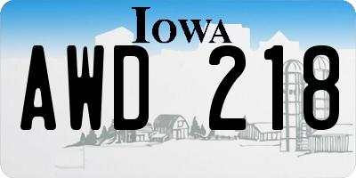 IA license plate AWD218