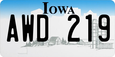 IA license plate AWD219