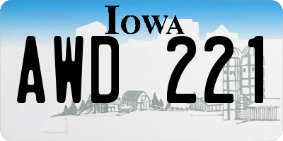 IA license plate AWD221