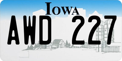 IA license plate AWD227