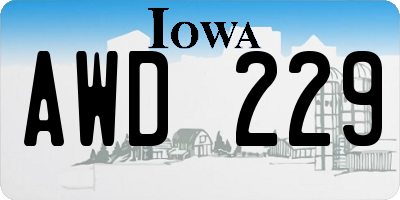 IA license plate AWD229