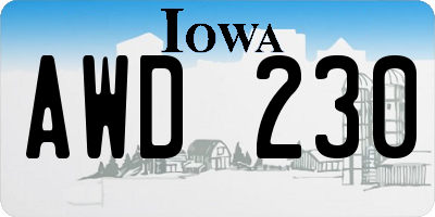 IA license plate AWD230