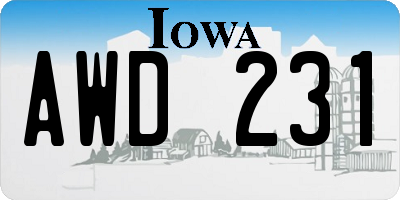 IA license plate AWD231