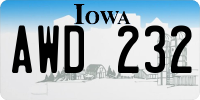 IA license plate AWD232