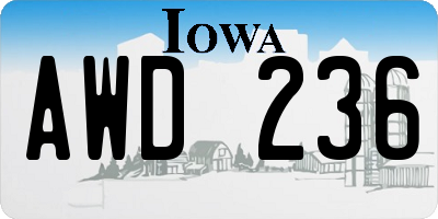 IA license plate AWD236