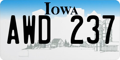 IA license plate AWD237