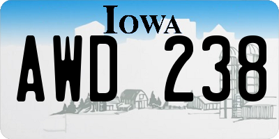 IA license plate AWD238