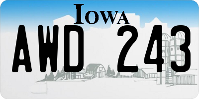 IA license plate AWD243
