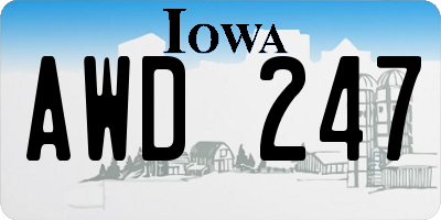 IA license plate AWD247