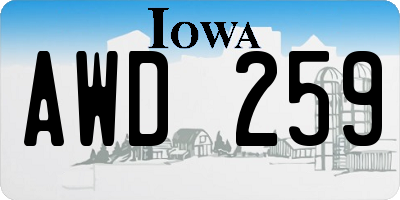 IA license plate AWD259