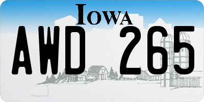 IA license plate AWD265