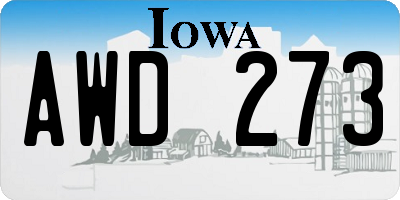 IA license plate AWD273