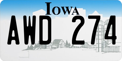 IA license plate AWD274