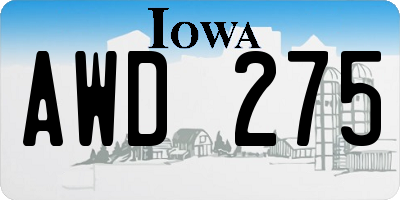 IA license plate AWD275
