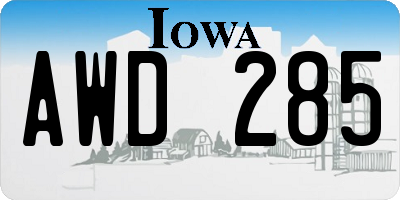 IA license plate AWD285